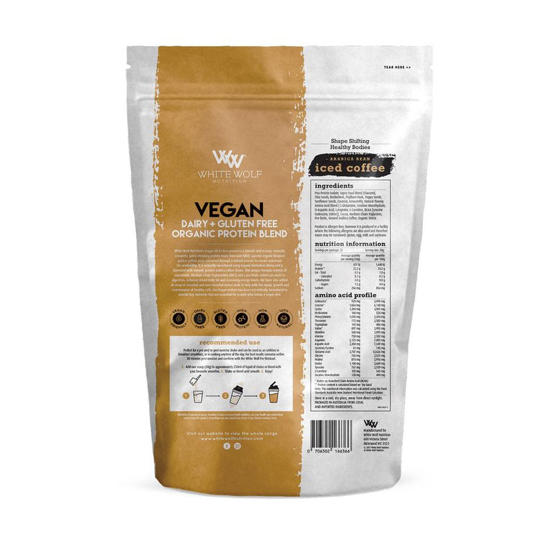White Wolf Nutrition Vegan Superfood Protein Iced Coffee - Go Vita Batemans Bay