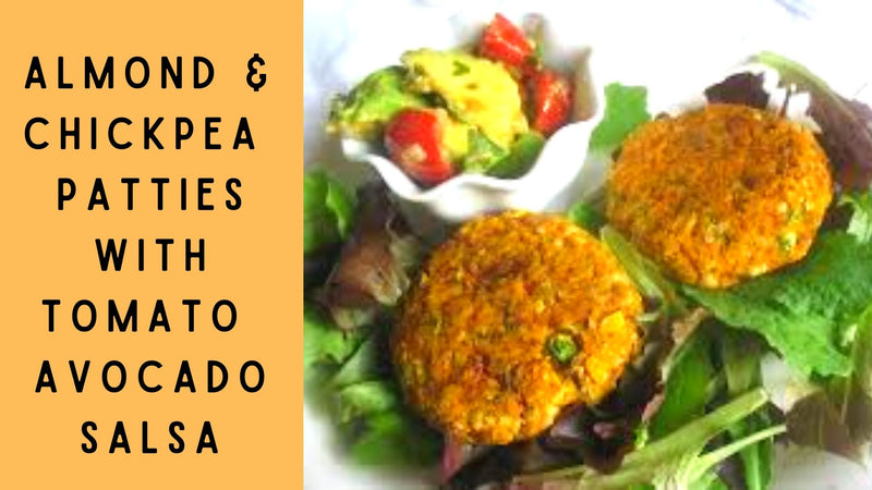 Almond & Chickpea Patties with Tomato Avocado Salsa