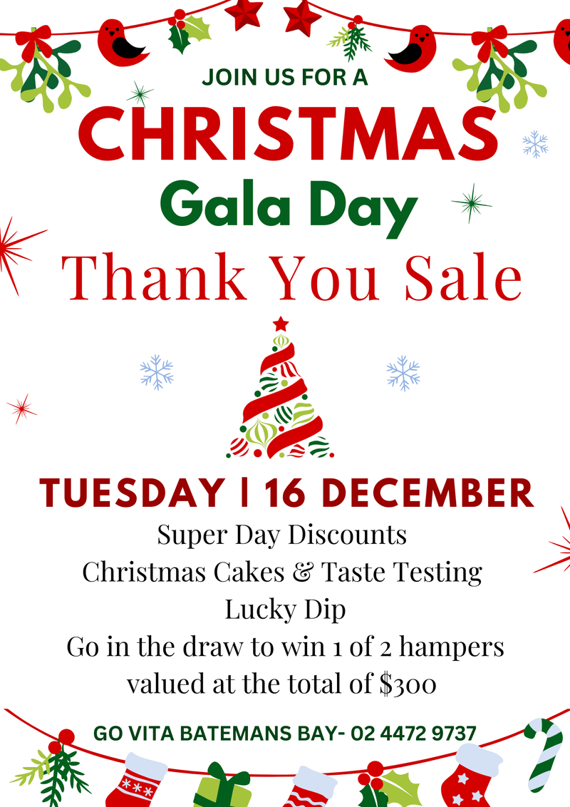 Go Vita Christmas Gala Day Thank You Sale
