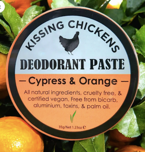 Kissing Chickens Bi-Crab Free Natural Deodorant Paste - Cypress & Orange 35g tin