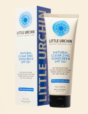 Little Urchin Natural Clear Zinc Sunscreen SPF 50+ 100g