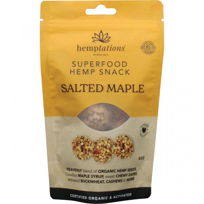 2die4 Hemptations Superfood Hemp Snack Salted Maple 80gm