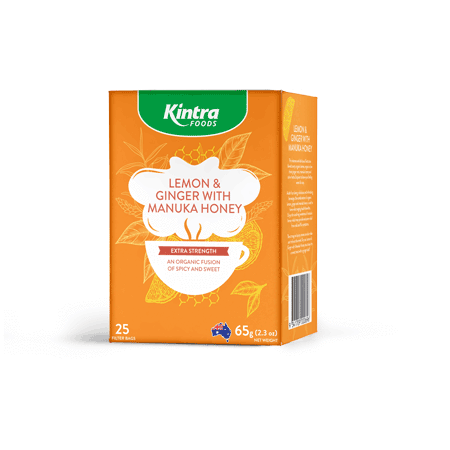 Kintra Foods Lemon & Ginger Manuka Honey Tea - Go Vita Batemans Bay