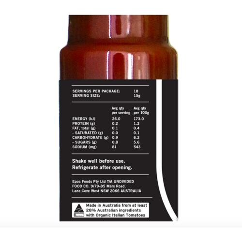 Undivided Food Co Good Sauce - Tomato Ketchup - Go Vita Batemans Bay