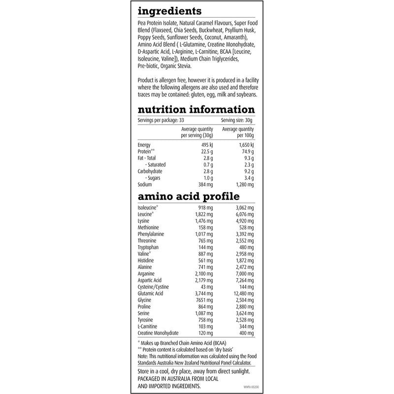 White Wolf Nutrition Vegan Superfood Protein Salted Caramel - Go Vita Batemans Bay