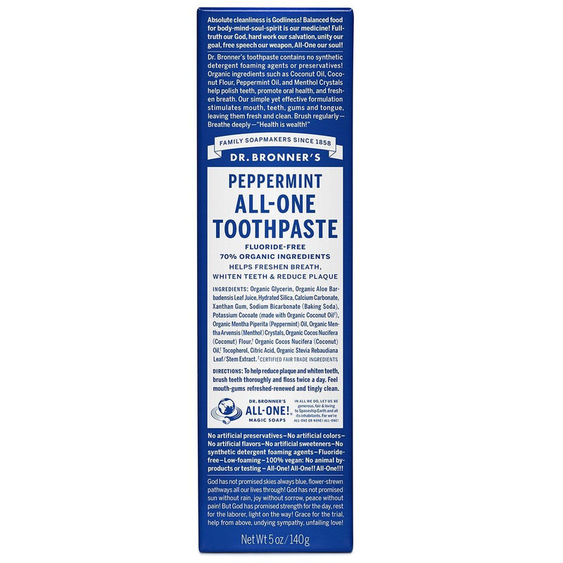 Dr Bronners All-One Toothpaste - Peppermint - Go Vita Batemans Bay