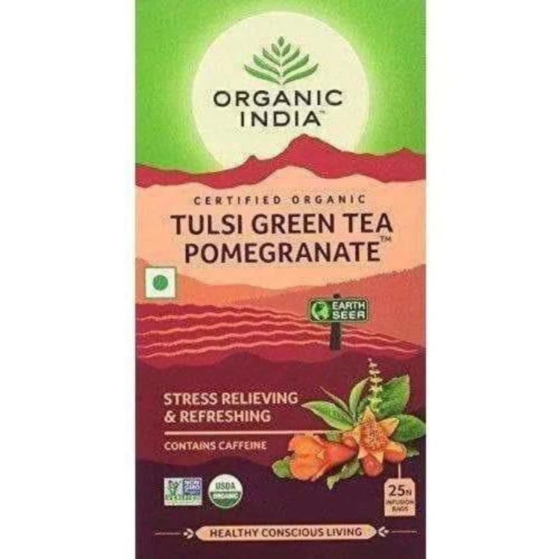 Organic India Tulsi Pomegranate Green 25 Infusion Bags