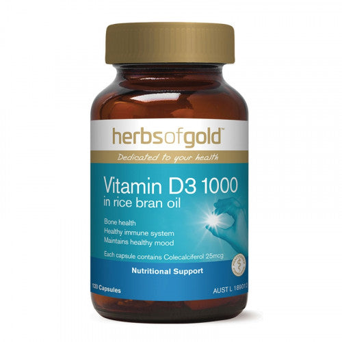 Herbs of Gold Vitamin D3 1000 in Rice Bran Oil - Go Vita Batemans Bay